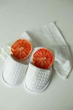 模式织物鞋子干橙色淋浴拖鞋