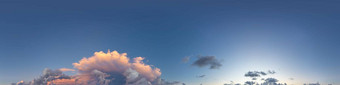 日落天空全景明亮的发光的粉红色的积云云Hdr无缝的球形全景完整的天顶天空圆顶可视化天空更换空中无人机全景照片