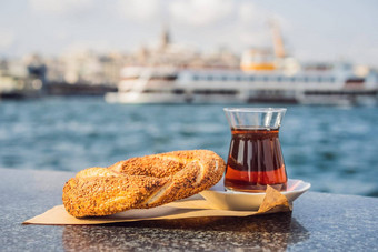 玻璃土耳其茶百吉饼simit金角湾伊斯坦布尔<strong>火鸡</strong>突厥语