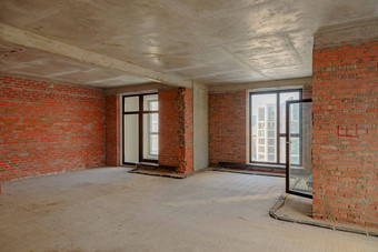 修复恢复公寓红色的砖墙混凝土地板