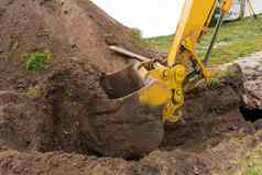 桶挖掘机推土机桩地球挖掘洞建设网站关闭