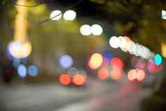 模糊镜头运输模糊城市灯路光焦点晚上晚上城市交通美丽的背景