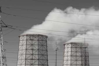 有毒灰色烟发布冷却塔大气污染环境空气大气操作工业热权力植物