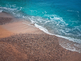 蓝色的海洋波支安打海岸线美丽的<strong>纹理海水</strong>桑迪海滩