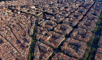 巴塞罗那城市西班牙令人惊异的体系结构空中视图
