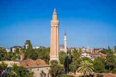 尖塔阿拉丁清真寺安塔利亚火鸡槽minare