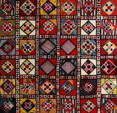 特写镜头拍摄国家饰品模式中央亚洲织物