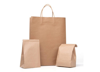 集团午餐纸袋购物纸袋孤立的白色背景