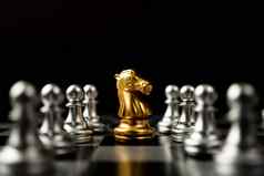 金国际象棋马站国际象棋概念领袖勇气挑战竞争领导业务愿景赢得业务游戏
