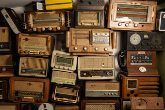 集合复古的广播电话接收器约听音乐古董新浪微博风格过滤后的照片高质量照片