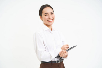企业年轻的企业家概念成功的女商人数字平板电脑准备会议业务概念小工具