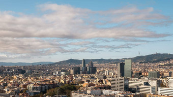 惊人的空中视图对角三月区域西班牙方便城市设施发达基础设施阳光明媚的温暖的秋天一天概念生活西班牙语沿海城市