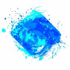 蓝色的墨水飞溅标志漩涡水波滴刷中风水彩油漆难看的东西设计元素JPEG