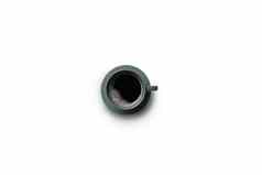 黑色的咖啡杯飞碟孤立的白色背景剪裁路径内部