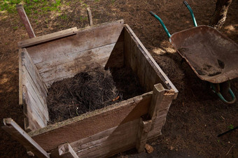 堆肥堆堆肥坑<strong>情节</strong>土地木盒子肥料浪费腐殖质手