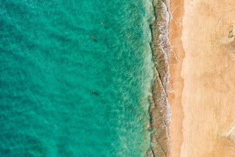 海滩绿松石水Fuerteventura岛西班牙金丝雀岛屿空中视图沙子海滩海洋纹理背景前视图海滩无人机Fuerteventura西班牙金丝雀岛屿