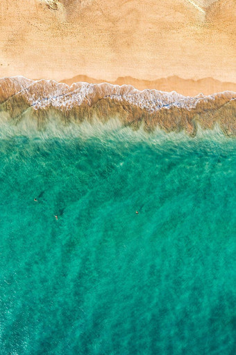 海滩绿松石水Fuerteventura岛西班牙金丝雀岛屿空中视图沙子海滩海洋纹理背景前视图海滩无人机Fuerteventura西班牙金丝雀岛屿
