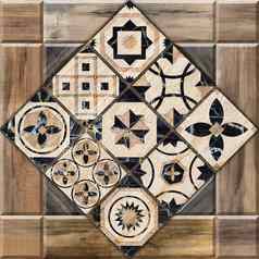 数字瓷砖设计摘要大马士革拼接而成模式古董瓷砖设计
