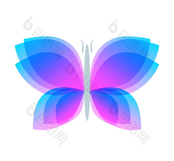 水彩蝴蝶软过渡颜色翅膀摘要飞行昆虫标志模板JPEG