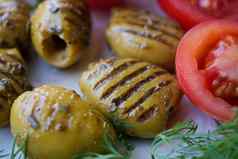土耳其烤橄榄橄榄番茄板