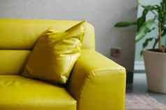 现代黄色的沙发枕头生活房间首页