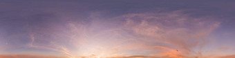 日落天空全景明亮的发光的粉红色的卷云云Hdr无缝的球形全景完整的天顶天空圆顶可视化天空更换空中无人机全景照片