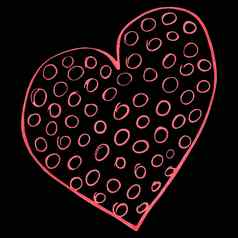 红色的心画彩色的铅笔心形状孤立的黑色的背景