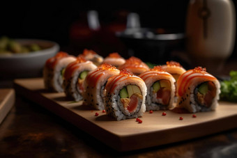 日本寿司卷服务复杂的风格生成的