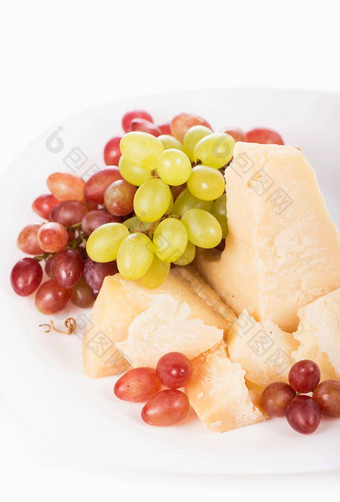葡萄帕尔玛帕尔玛奶酪葡萄孤立的白色使用视图