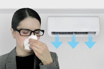 女人组织鼻子冷感觉不舒服由于空气护发素办公室