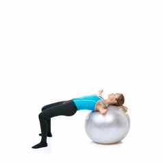 生活健康的生活方式女人平衡锻炼球Copyspace
