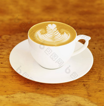 咖啡咖啡馆拿铁艺术杯木表格背景餐厅喝表示泡沫复古的用餐者杯子飞碟厨房古董设计早....早餐
