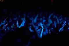 集体享受观众沐浴蓝色的光失去了音乐节日