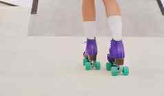 公园爱好腿女人机器人前进健身培训体育运动地面锻炼实践脚女孩有氧运动滑冰城市体育学习活动