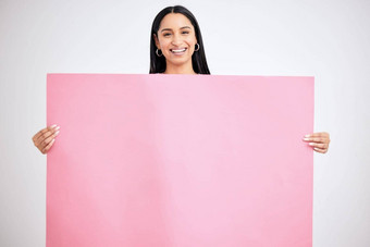 女人空横幅空白海报粉红色的模拟广告市场营销标志标志促销活动交易产品放置女孩快乐纸广告牌品牌空间董事会