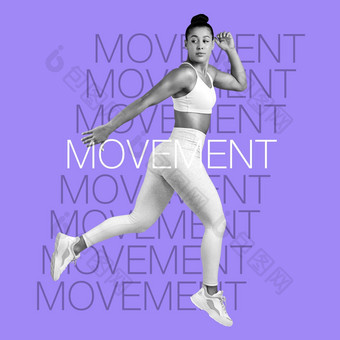 女人跳舞自由单词动机覆盖健身舞者跳鼓舞人心的海报紫色的背景能源免费的跳舞体育行动锻炼文本