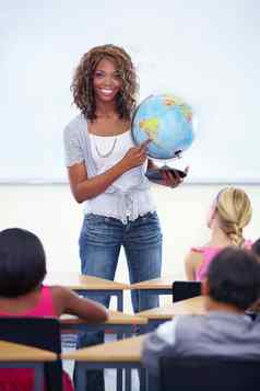 国家年轻的老师显示类全球世界地理位置