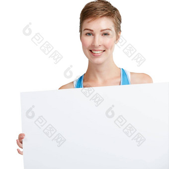 肖像模型女人海报产品放置品牌发展女孩孤立的白色工作室背景脸女夫人横幅广告纸背景