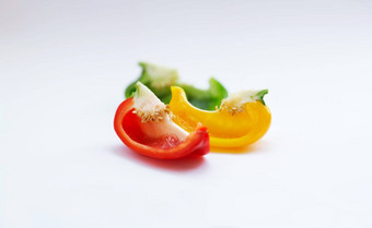 蔬菜颜色健康的食物工作室辣椒艺术创造力营养学家烹饪健康饮食营养清洁绿色素食主义者餐孤立的白色背景