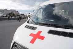 俄罗斯莫斯科9月救护车奥地利红色的交叉教导部紧急的情况下俄罗斯红色的交叉白色车救护车救护车车事故