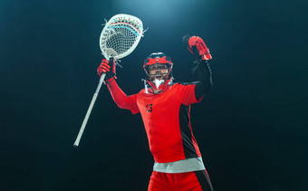 长曲棍球球员匹配赢家体育运动员目标门将下载照片体育押注广告网站头体育设计红色的霓虹灯发光体育运动动机壁纸