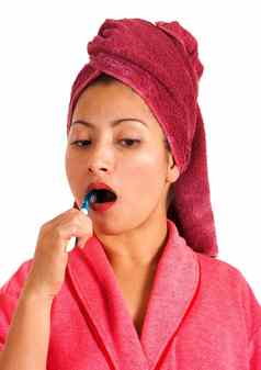 女人刷牙牙齿牙刷