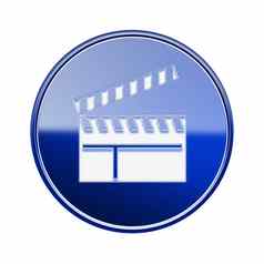 电影克拉珀董事会图标光滑的蓝色的孤立的白色背气