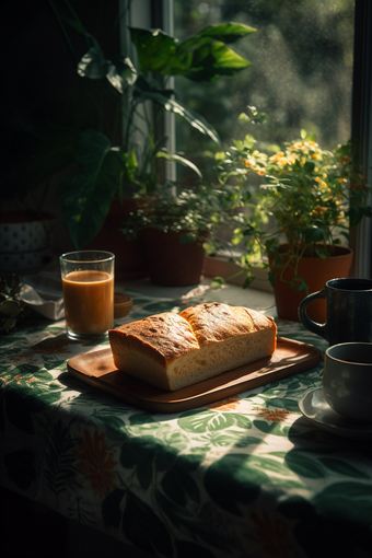 咖啡面包下午茶桌布阳光