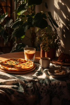 咖啡面包披萨下午茶摄影图16