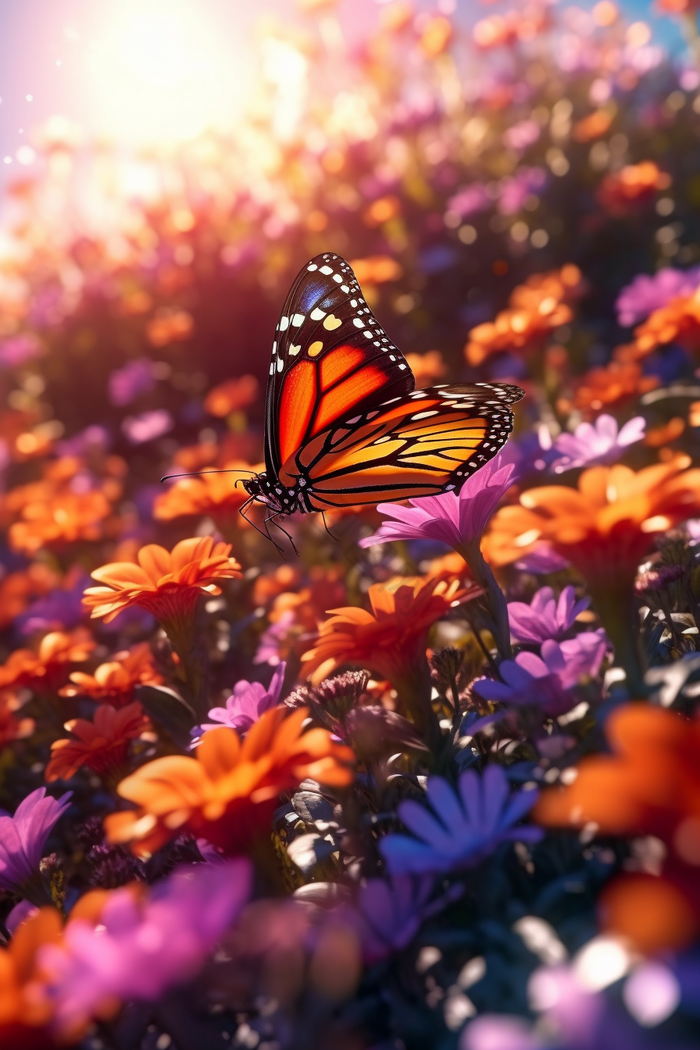 蝶恋花蝴蝶花卉摄影图