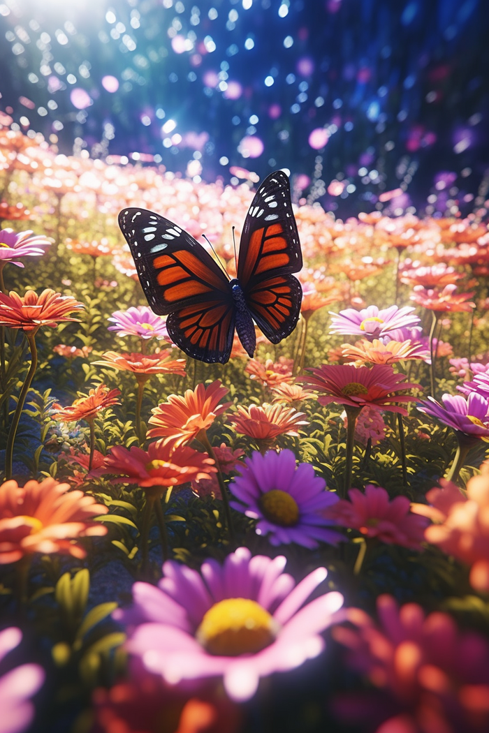 蝶恋花蝴蝶花卉摄影图浪漫近景特写