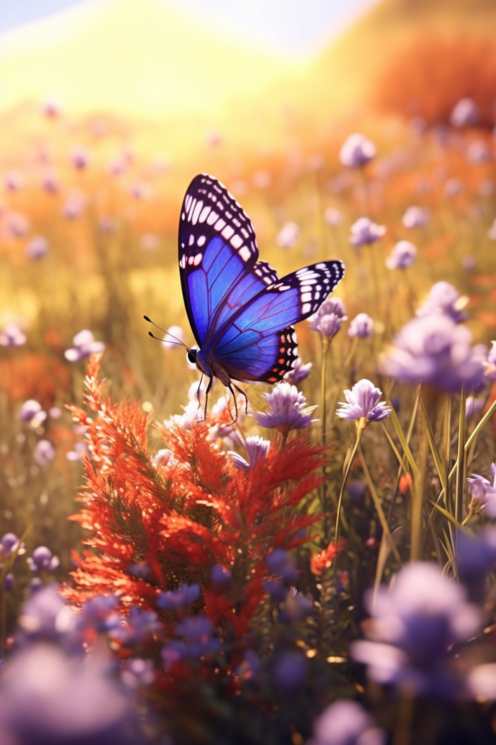 蝶恋花蝴蝶花卉摄影图