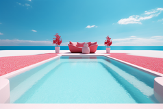 粉色露天泳池摄影图25