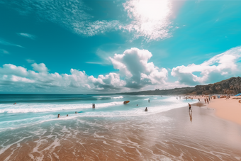 海岸边的海滩阳光天空